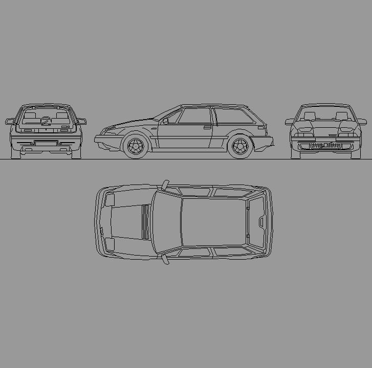 Bloque Autocad Vista de Volvo en Alzado, Perfil y Planta